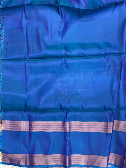 PURE SOFT SILK SAREE LAVENDER AND BLUE WITH ALLOVER BUTTI DESIGN WEAVES IN BORDER AND PALLU TISSUE STYLE - pochampallysarees.com