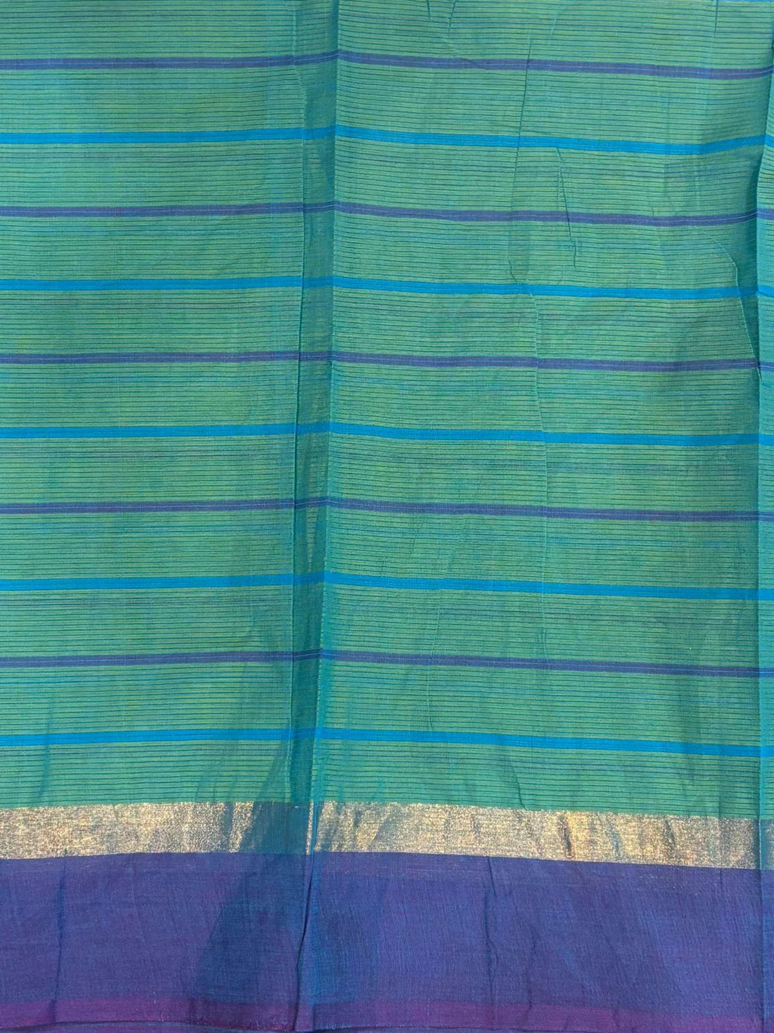 MANGALAGIRI COTTONS BODY PARROT GREEN CHECKS DESIGNER BORDER ZARI PALLU AND BLOUSE RUNNING