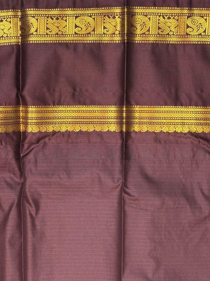 GADWAL SILK PURPLE CHOCOLATE SARI - pochampallysarees.com