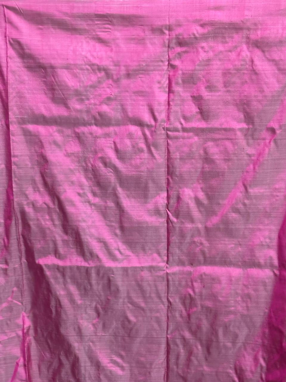 Designer Pochampally Ikat Silk Light Pink Sari