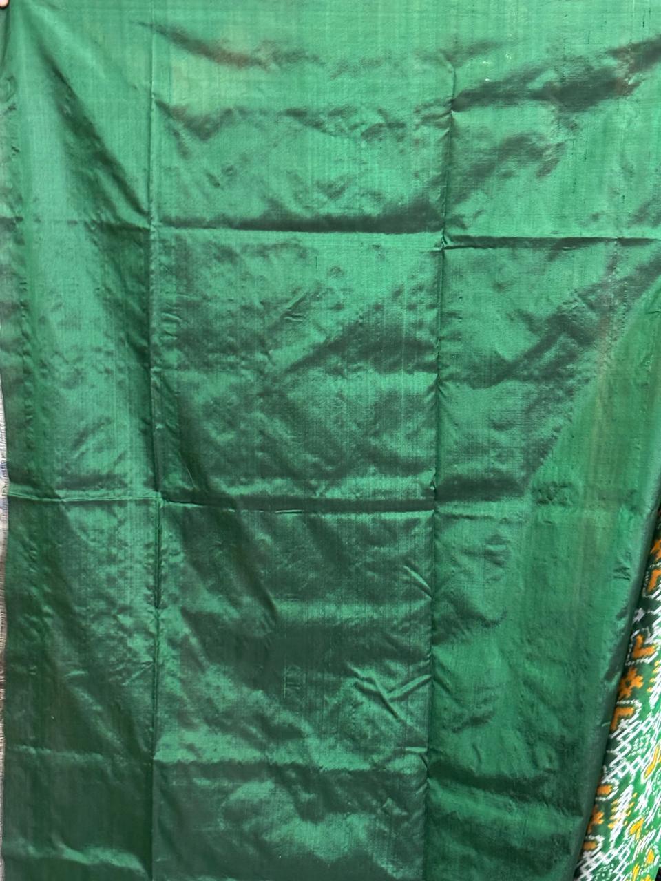 Pochampally Ikat Patola Silk Green Sari