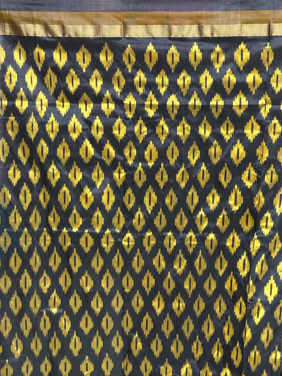 Semi Pochampally Ikat Silk Black Yellow