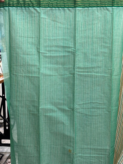 MANGALAGIRI COTTONS BODY GREEN WHITE CHECKS BORDER GREEN PALLU AND BLOUSE CHECKS - pochampallysarees.com