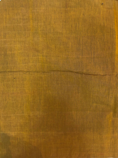 POCHAMPALLY IKKAT COTTON NAVY BLUE BODY BORDER BROWN SARI BROWN BLOUSE - pochampallysarees.com