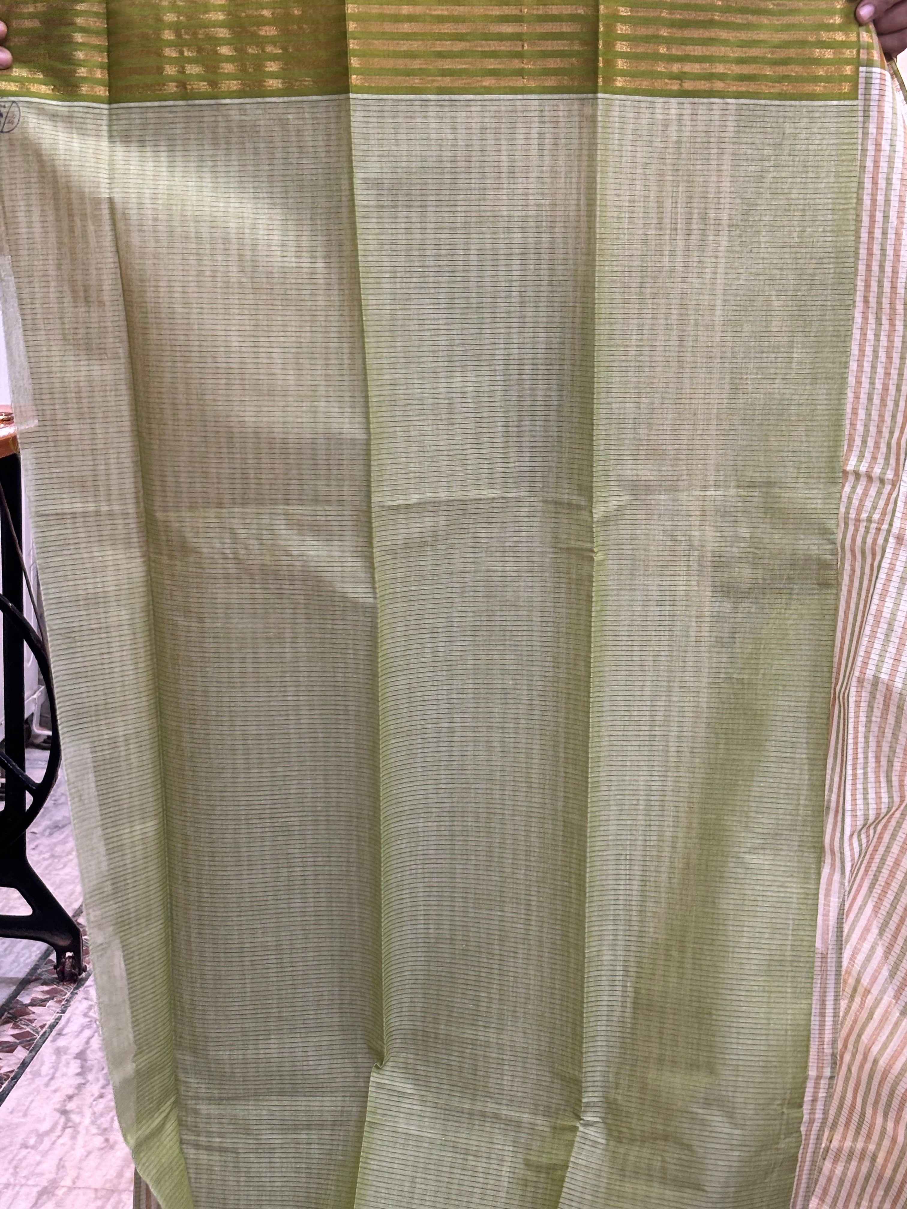 MANGALAGIRI COTTONS BODY GREEN WHITE CHECKS BORDER GREEN PALLU AND BLOUSE CHECKS - pochampallysarees.com