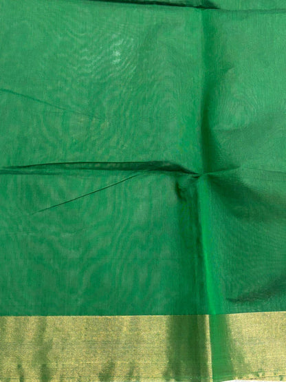 POCHAMPALLY IKKAT SICO GREEN SARI - pochampallysarees.com