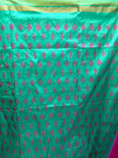 Semi Pochampally Ikat Silk Pink Sea Green