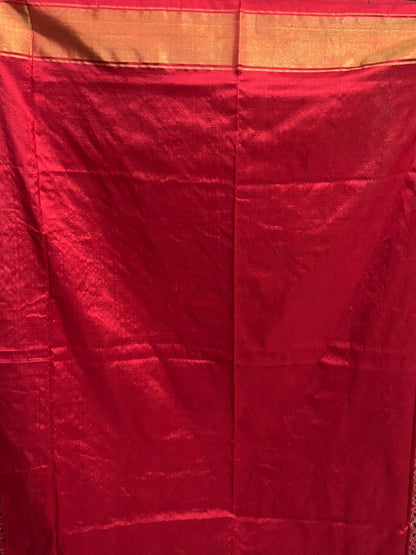 Pochampally Ikat Silk Patola Chocolate Red Sari