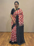 POCHAMPALLY DOUBLE IKKAT COTTON BLACK RED SARI - pochampallysarees.com