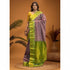 PURE GADWAL COTTON BODY LAVENDER CHECKS BORDER GREEN SARI WITHOUT BLOUSE - pochampallysarees.com