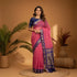 PURE GADWAL COTTON BODY PINK BUTTI BORDER BLUE SARI WITHOUT BLOUSE - pochampallysarees.com