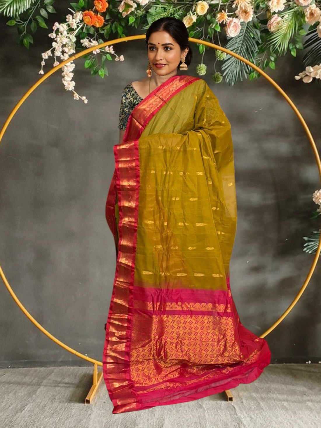 PURE GADWAL COTTON BROWN SARI