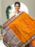 Handwoven Gadwal Silk Dupatta in Mustard Gold with Silver Zari Temple Border - pochampallysarees.com