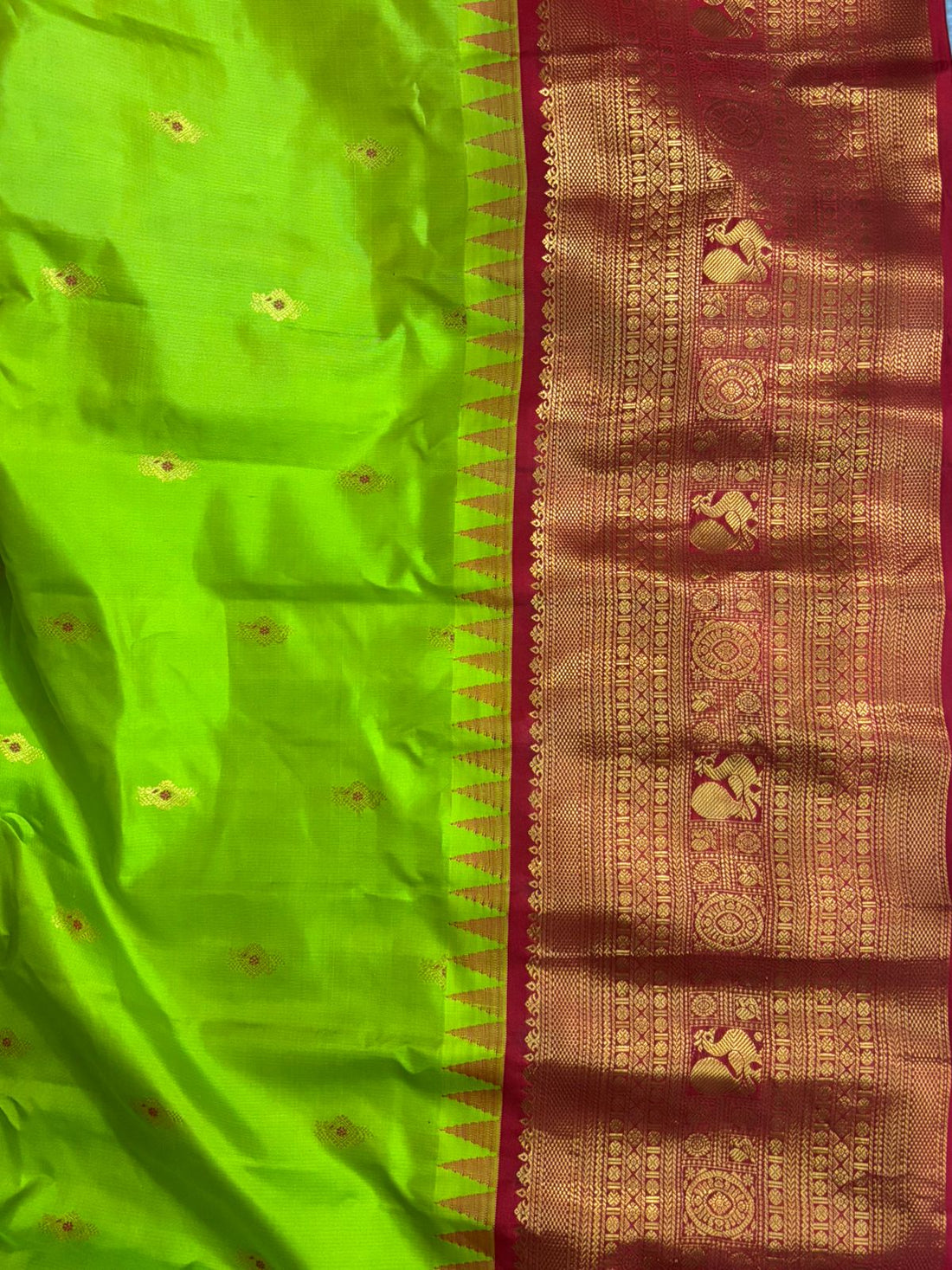 GADWAL PURE SILK HANDLOOM SAREE GREEN