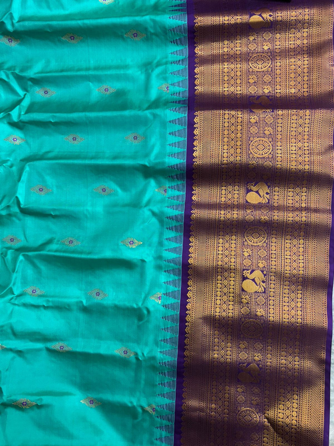 GADWAL PURE SILK HANDLOOM SAREE SEAGREEN
