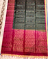 Gray Kanchi Pattu soft silk saree featuring an intricate magenta gold zari woven pallu and Silk Mark tag