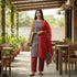 Ikkat Dress Material Red - pochampallysarees.com