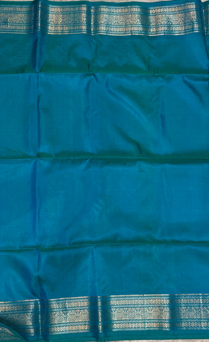 Kanchi Soft Silk Ikat Orange and Blue Saree