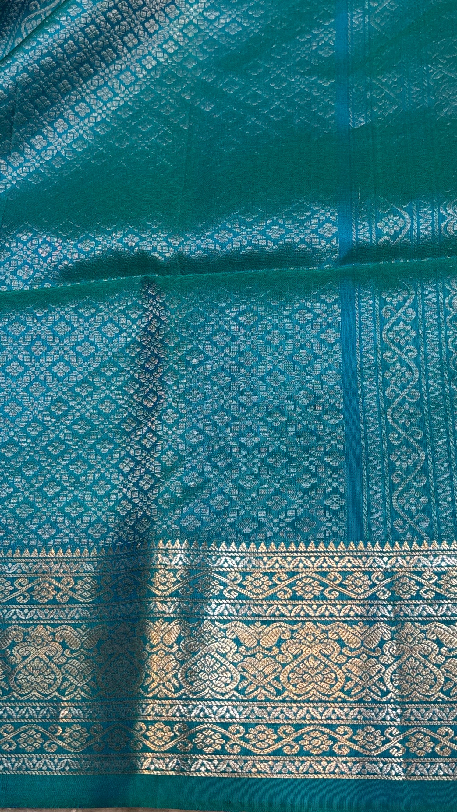 Kanchi Soft Silk Ikat Orange and Blue Saree