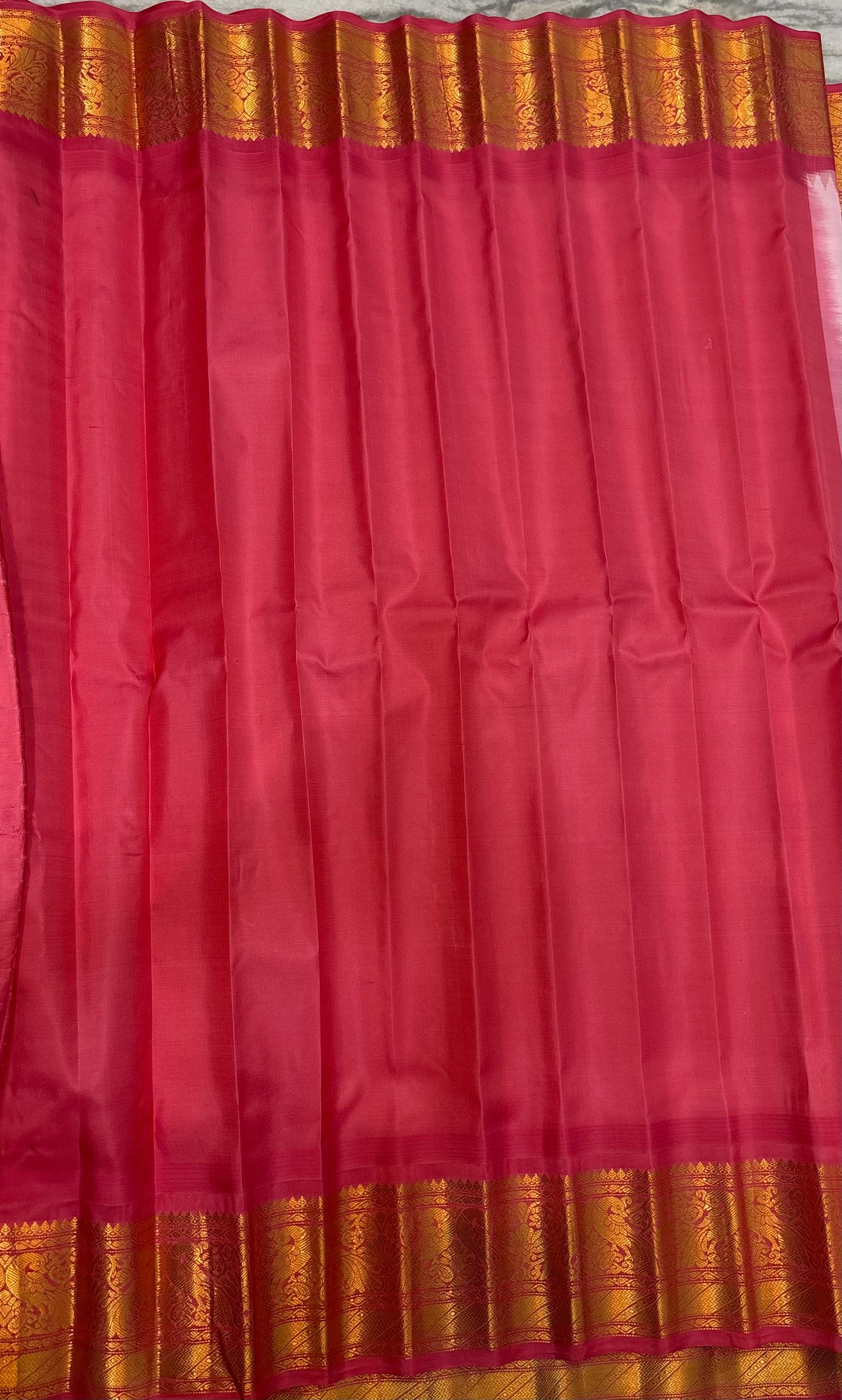 Elegant Off-White Pure Silk Saree with Contrasting Pink Zari Border and Mango Buttas