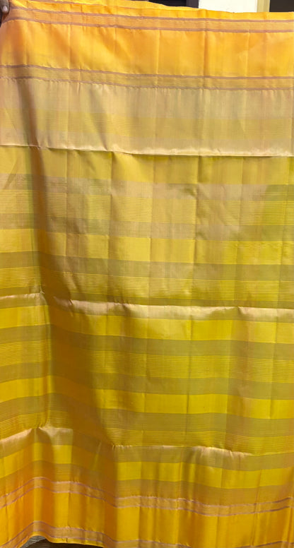 Light Teal &amp; Gold Kanchi Soft Silk Saree with Matching Blouse