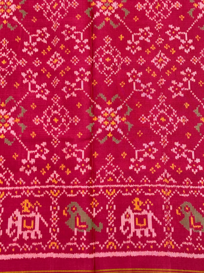 Real Patan Patola Pure Silk Saree with Traditional Nari Kunjar &amp; Popat Motifs