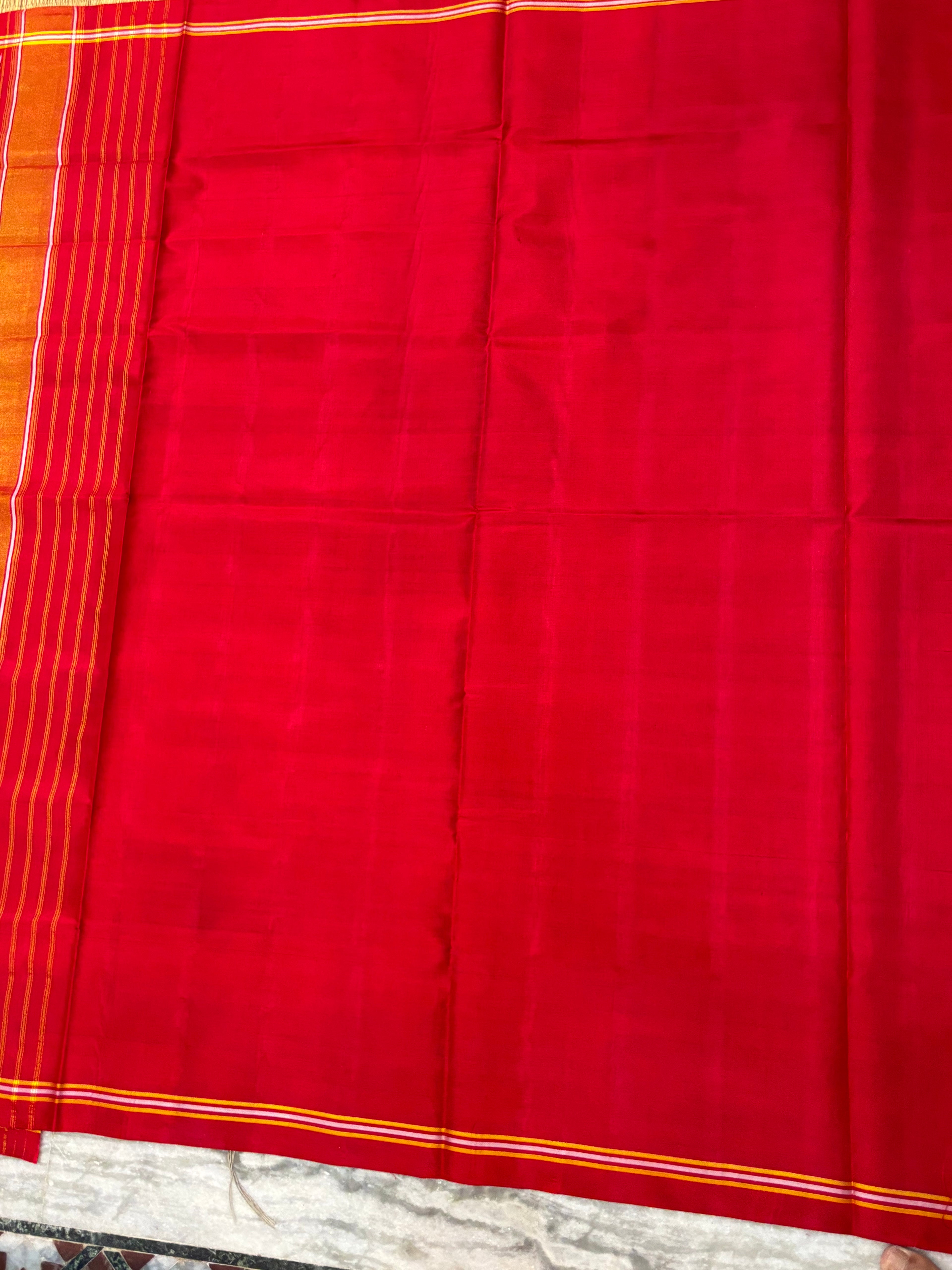 Authentic Crimson Red Handloom Real Ikkat Patola Silk Saree