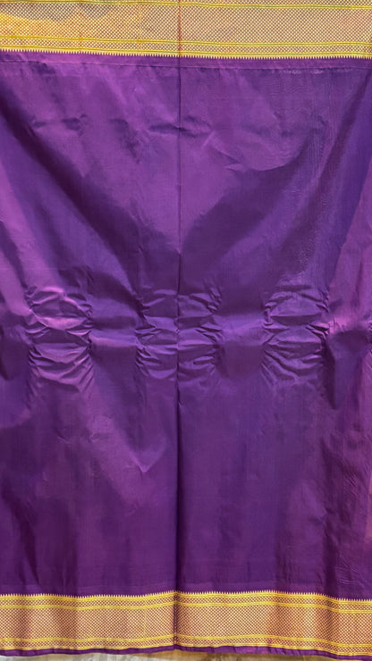 Elegant Rani Pink Semi Gadwal Paithani Saree with Lavender Blouse