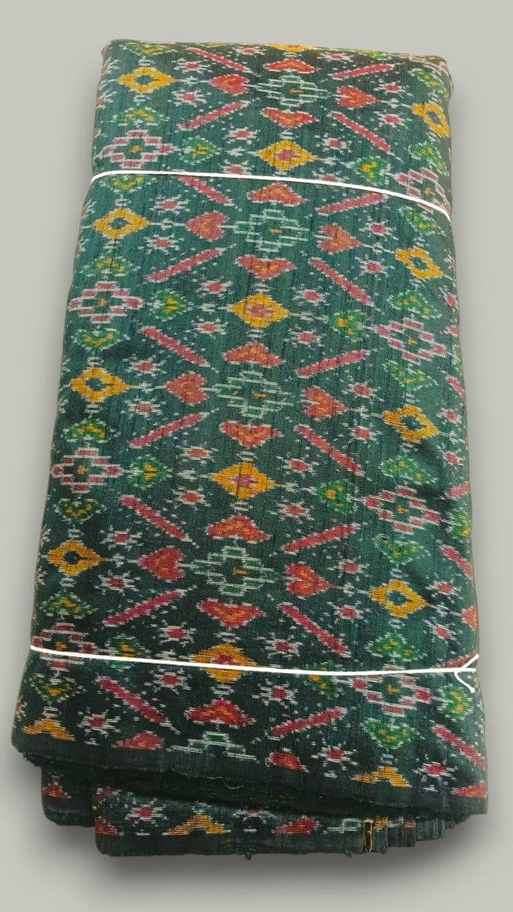 IKAT RAW SILK FABRIC Green