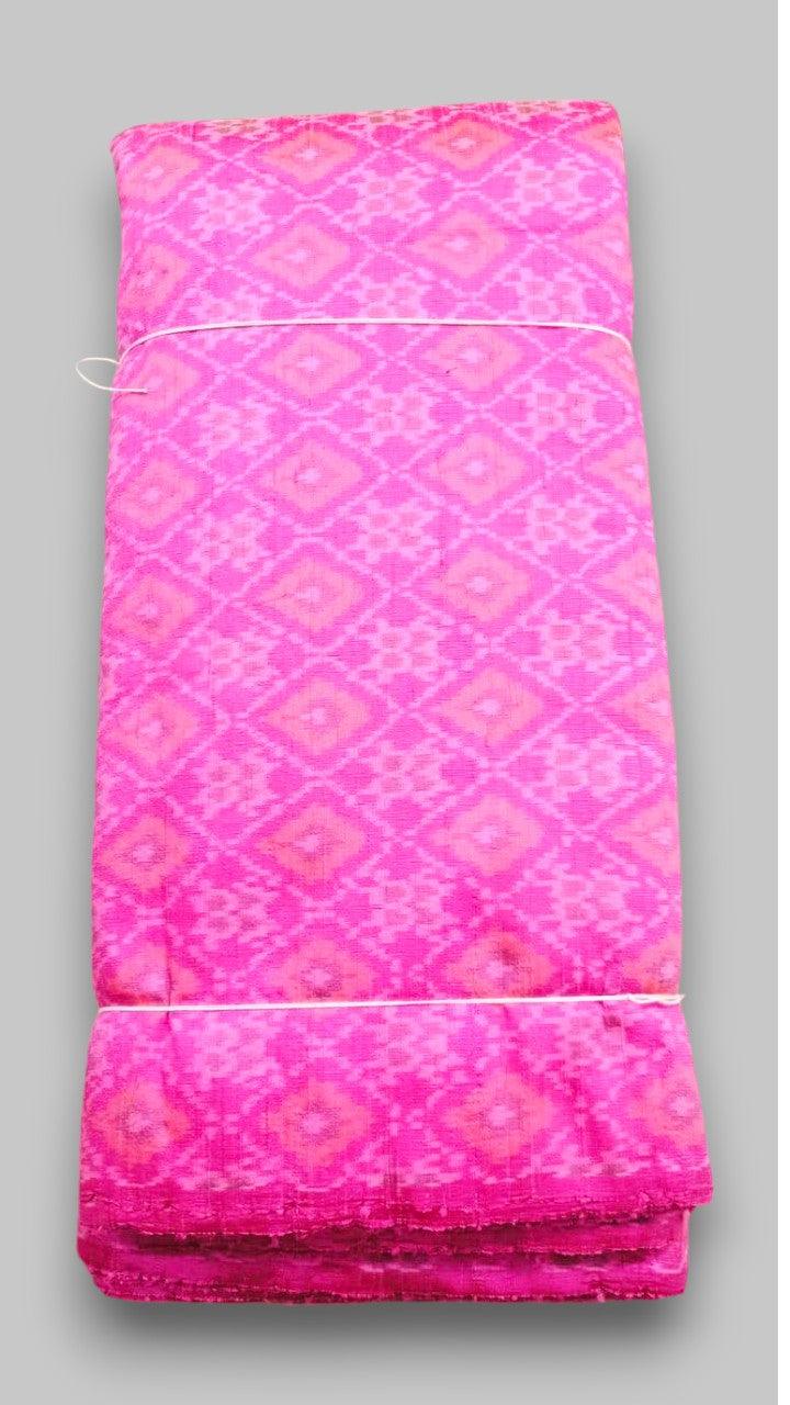 IKAT RAW SILK FABRIC Light Pink Color