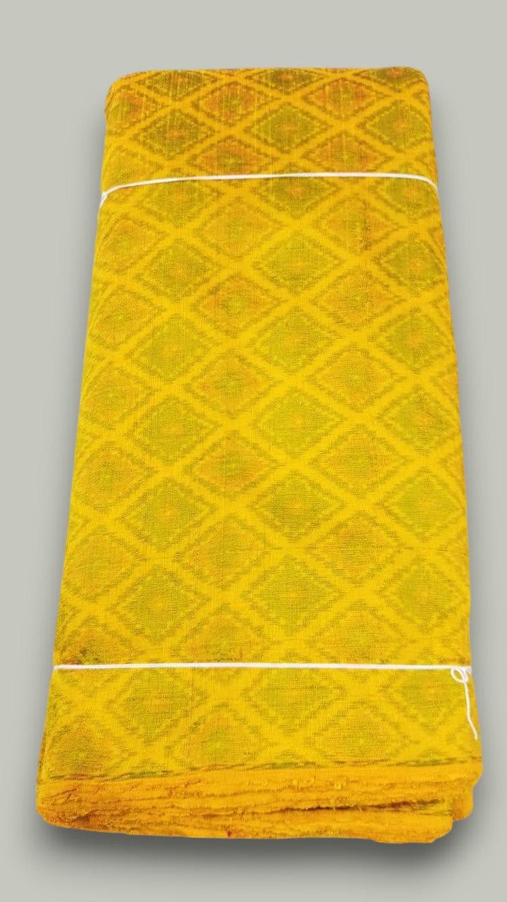 IKAT RAW SILK FABRIC Yellow Color