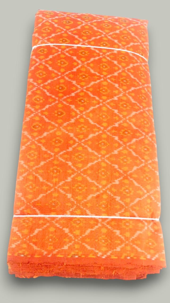 IKAT RAW SILK FABRIC Orange