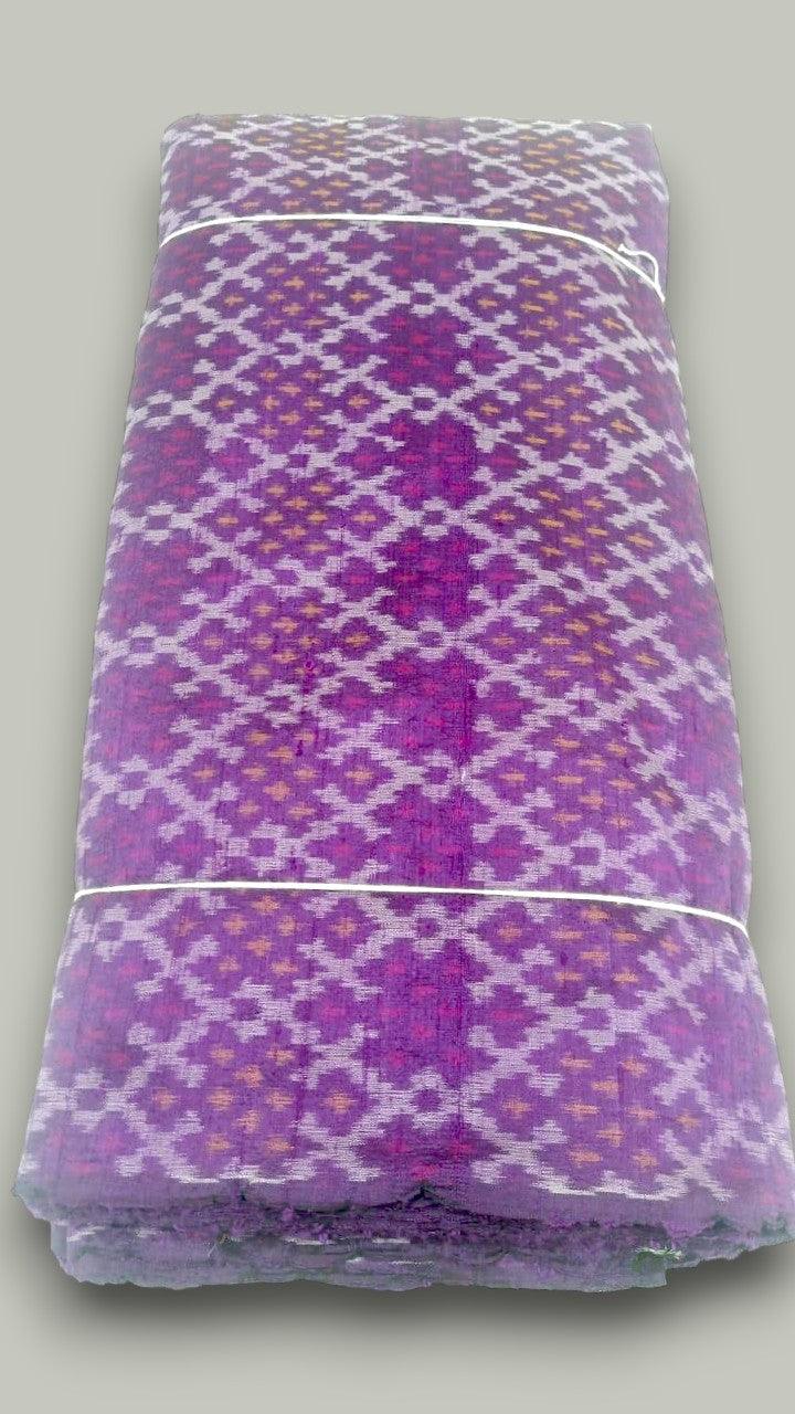 IKAT RAW SILK FABRIC Purple Color