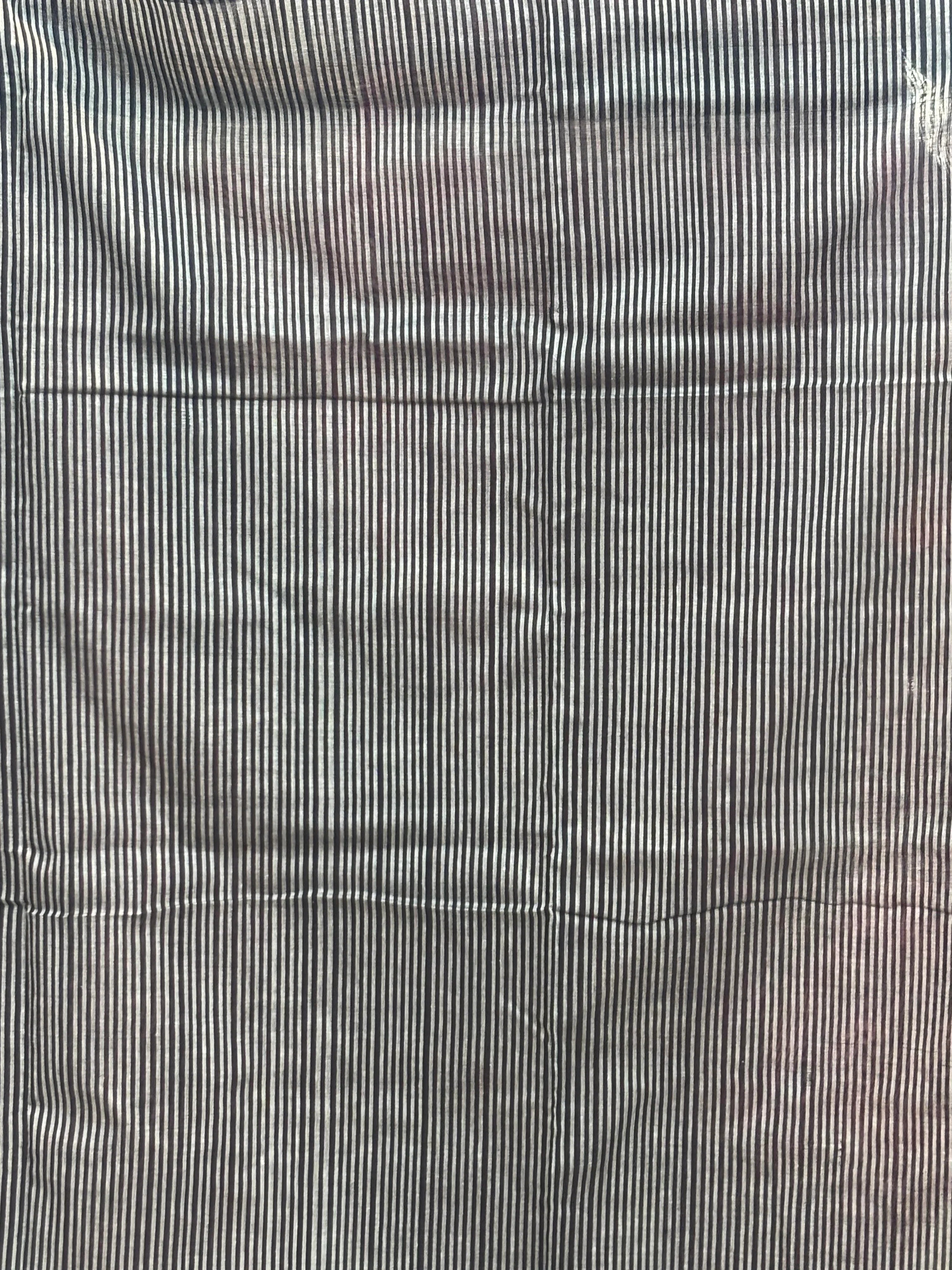 POCHAMPALLY IKKAT COTTON LIGHT PINK BODY BORDER BLACK SARI BLACK BLOUSE - pochampallysarees.com