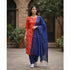 IKKAT COTTON TOP FABRIC RED PANT AND CHUNNI BLUE DRESS MATERIAL - pochampallysarees.com