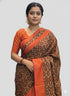 POCHAMPALLY IKKAT COTTON BROWN ORANGE SARI - pochampallysarees.com