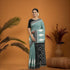 POCHAMPALLY IKKAT COTTON LIGHT GREEN BODY BORDER BLACK SARI BLACK BLOUSE - pochampallysarees.com
