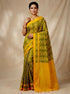 POCHAMPALLY IKKAT COTTON GREEN YELLOW SARI - pochampallysarees.com