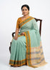 Authentic Pochampally Ikat Handloom Cotton Saree - Sea Green - pochampallysarees.com
