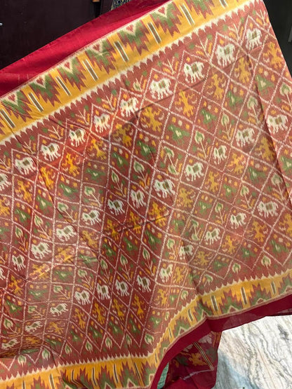Handicraft Pure Soft Cotton Pochampally Ikkat Hand Print Women&