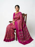 Pure Ikkat Patola Silk Saree in Magenta Pink with Plain Border | Handwoven Traditional Festive Wear - pochampallysarees.com