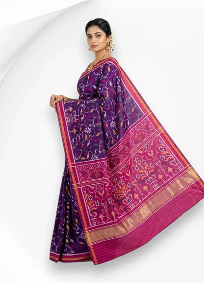Authentic Deep Purple &amp; Magenta Pure Real Patola Silk Saree