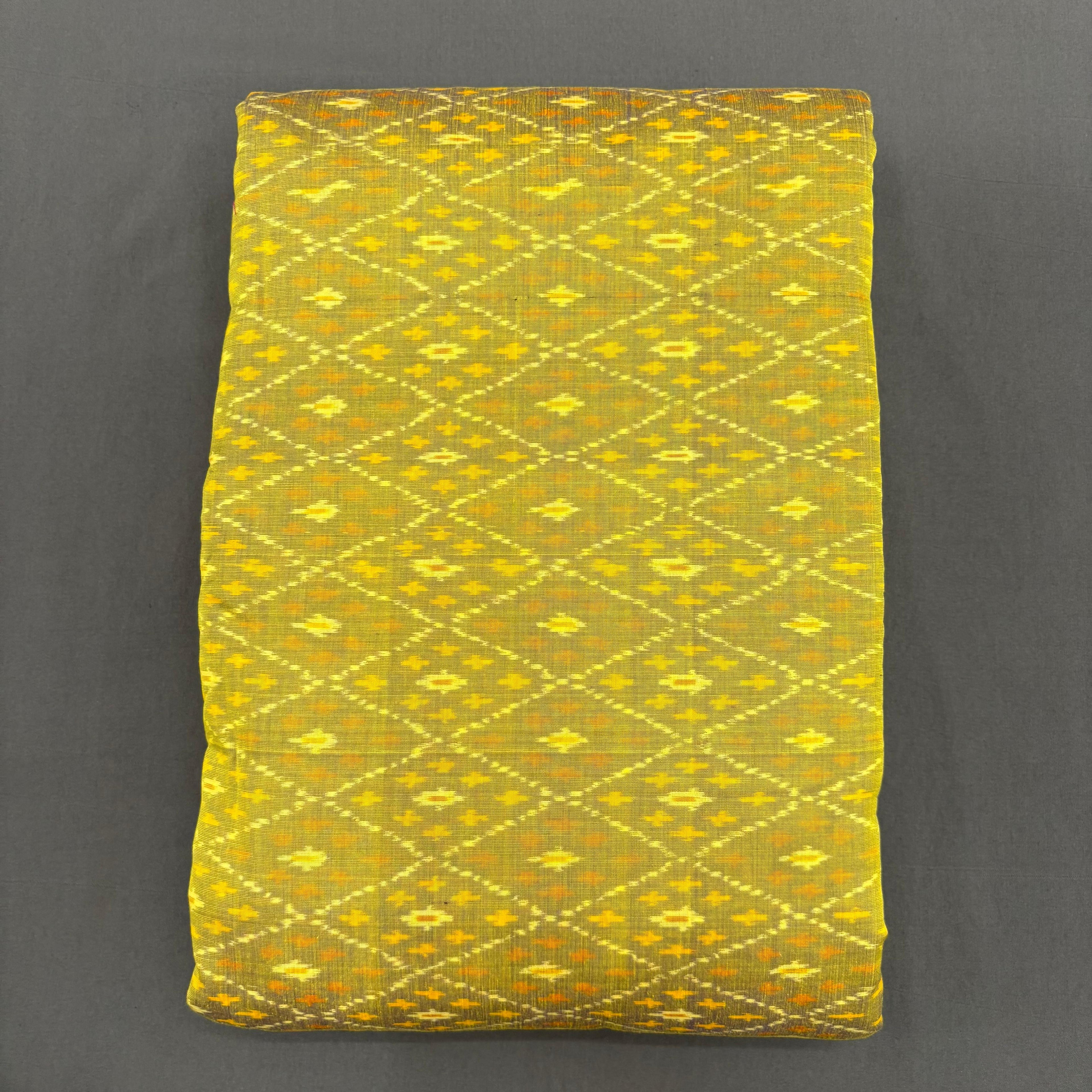 POCHAMPALLY IKKAT SICO PARROT GREEN FABRIC - pochampallysarees.com