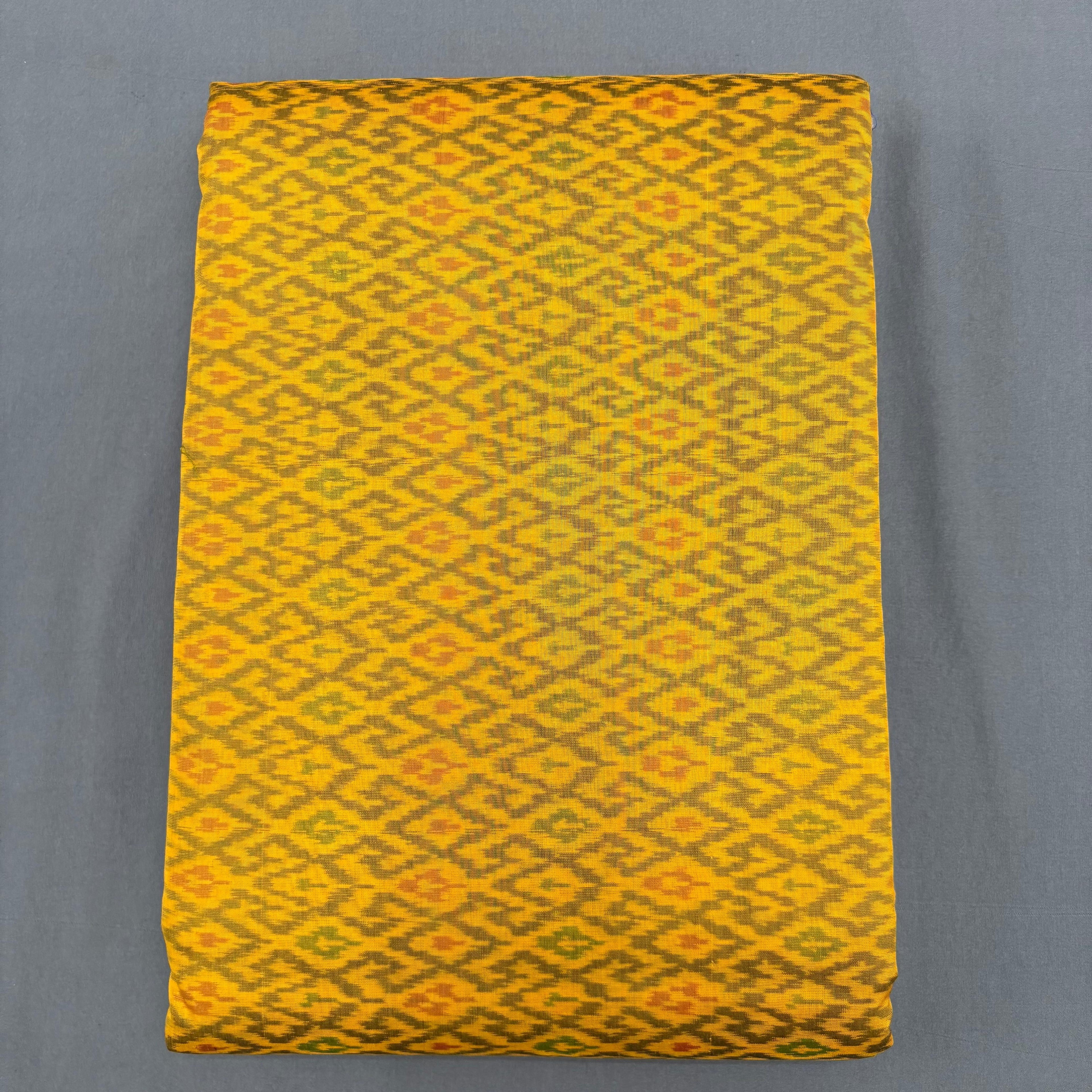 POCHAMPALLY IKKAT SICO YELLOW FABRIC - pochampallysarees.com