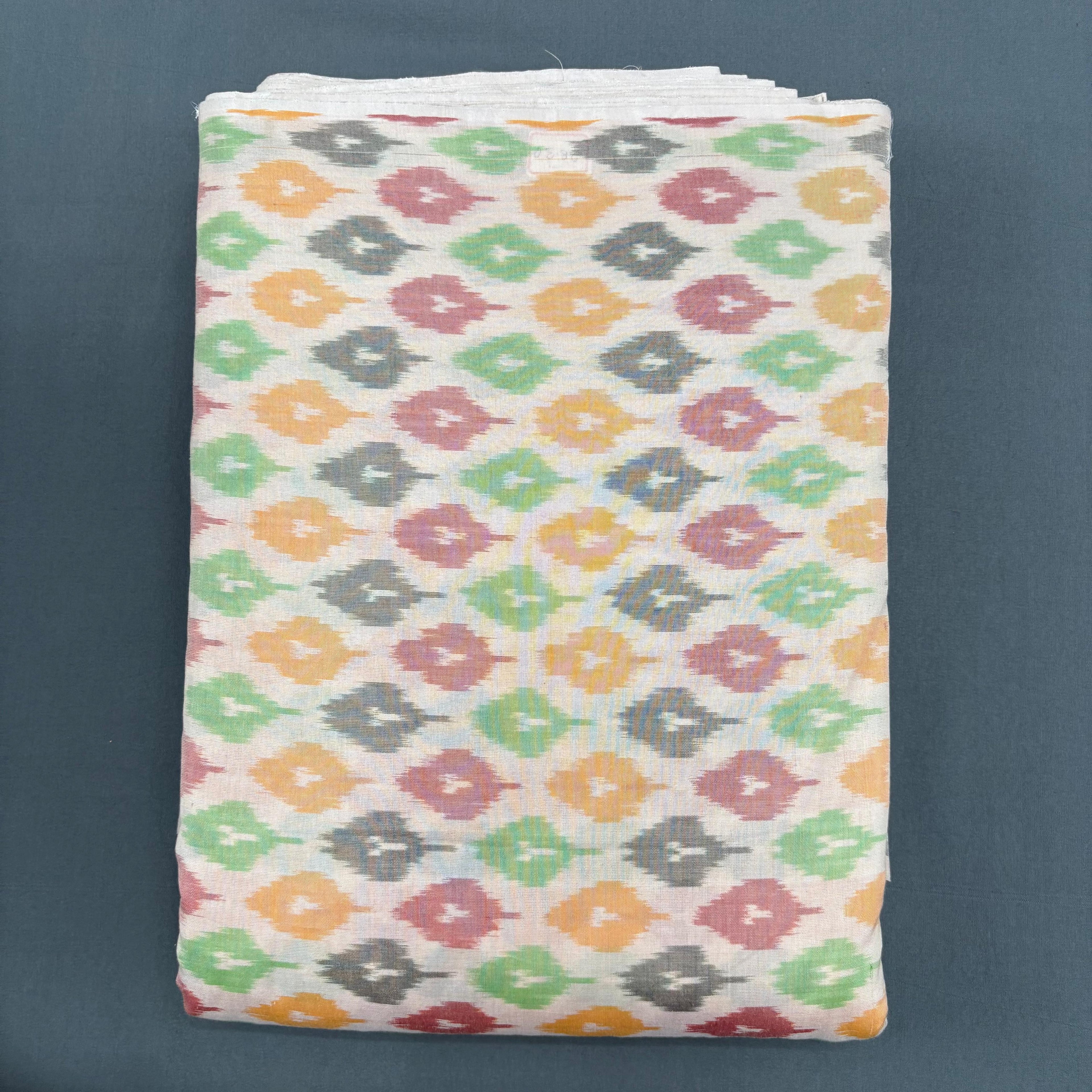 POCHAMPALLY IKKAT SICO CREAM COLOR FABRIC - pochampallysarees.com