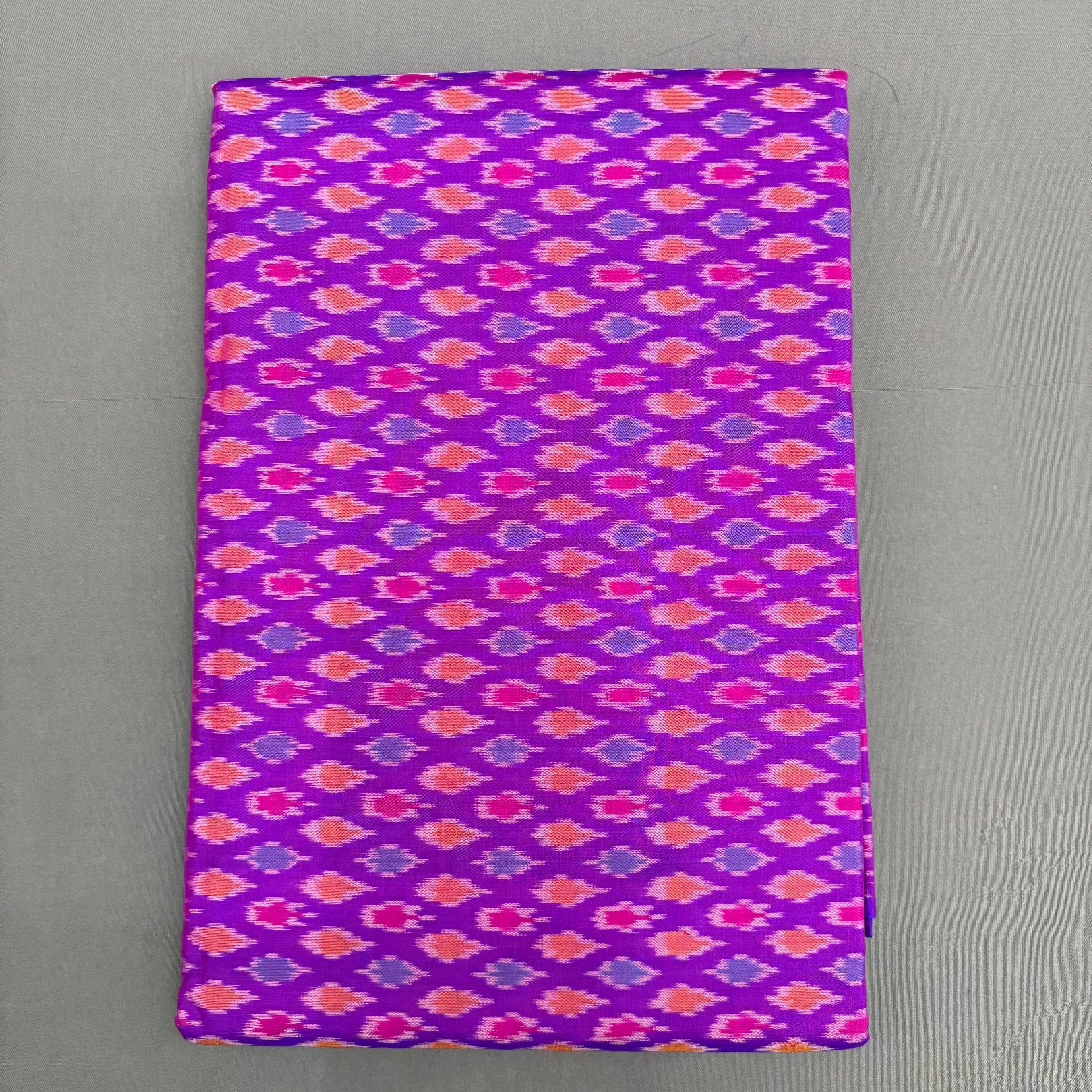 POCHAMPALLY IKKAT SICO PURPLE FABRIC - pochampallysarees.com