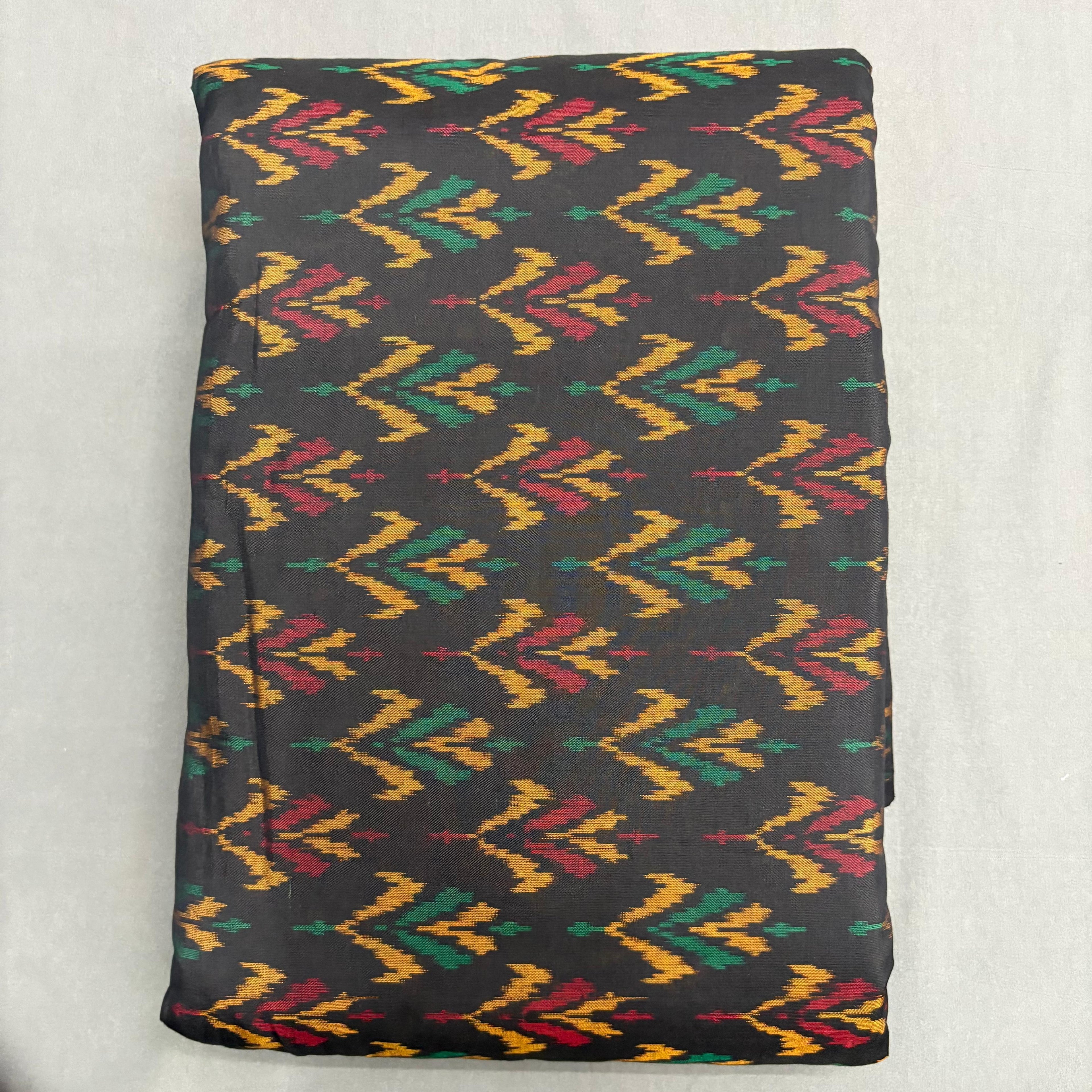 POCHAMPALLY IKKAT SICO BLACK FABRIC - pochampallysarees.com