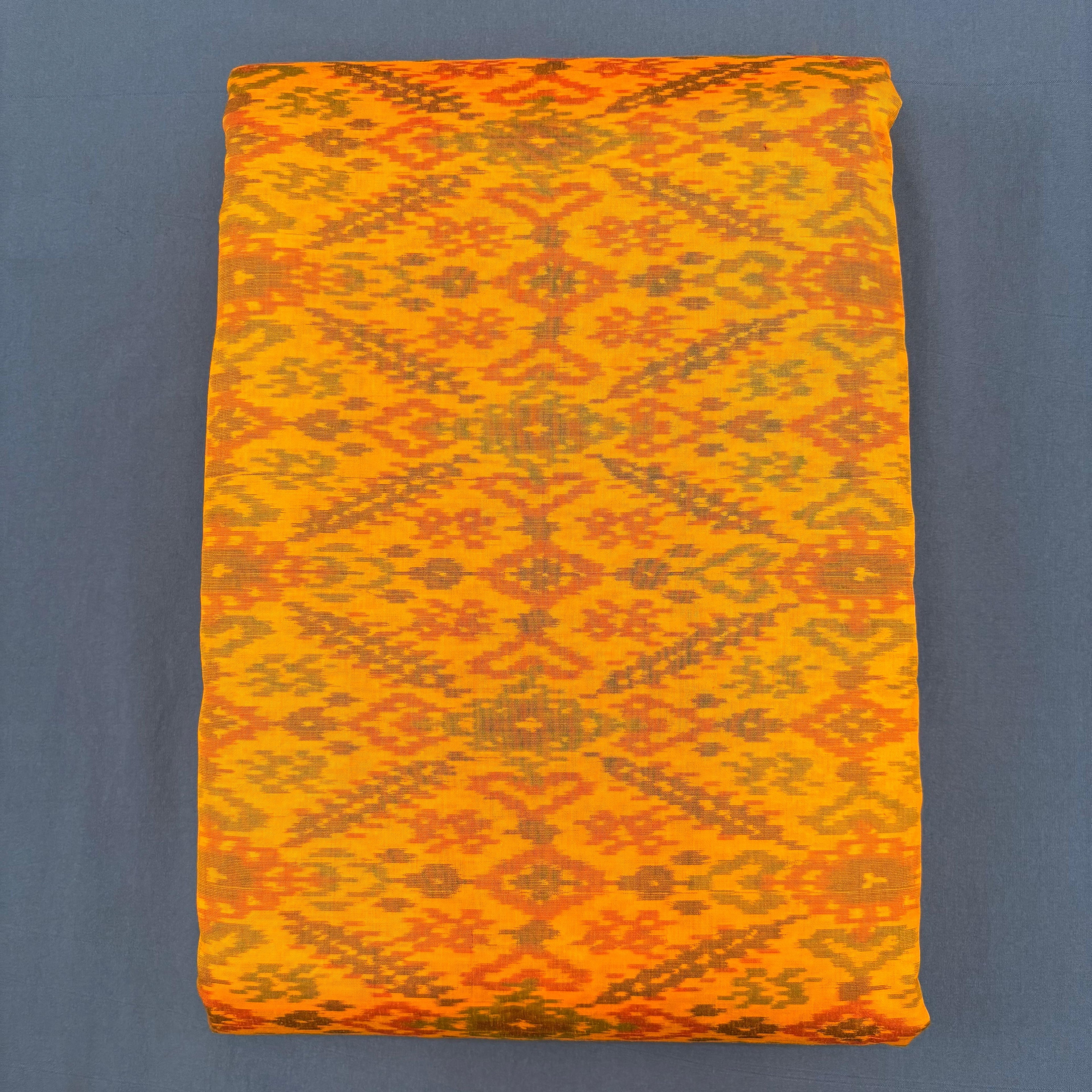 POCHAMPALLY IKKAT SICO YELLOW FABRIC - pochampallysarees.com