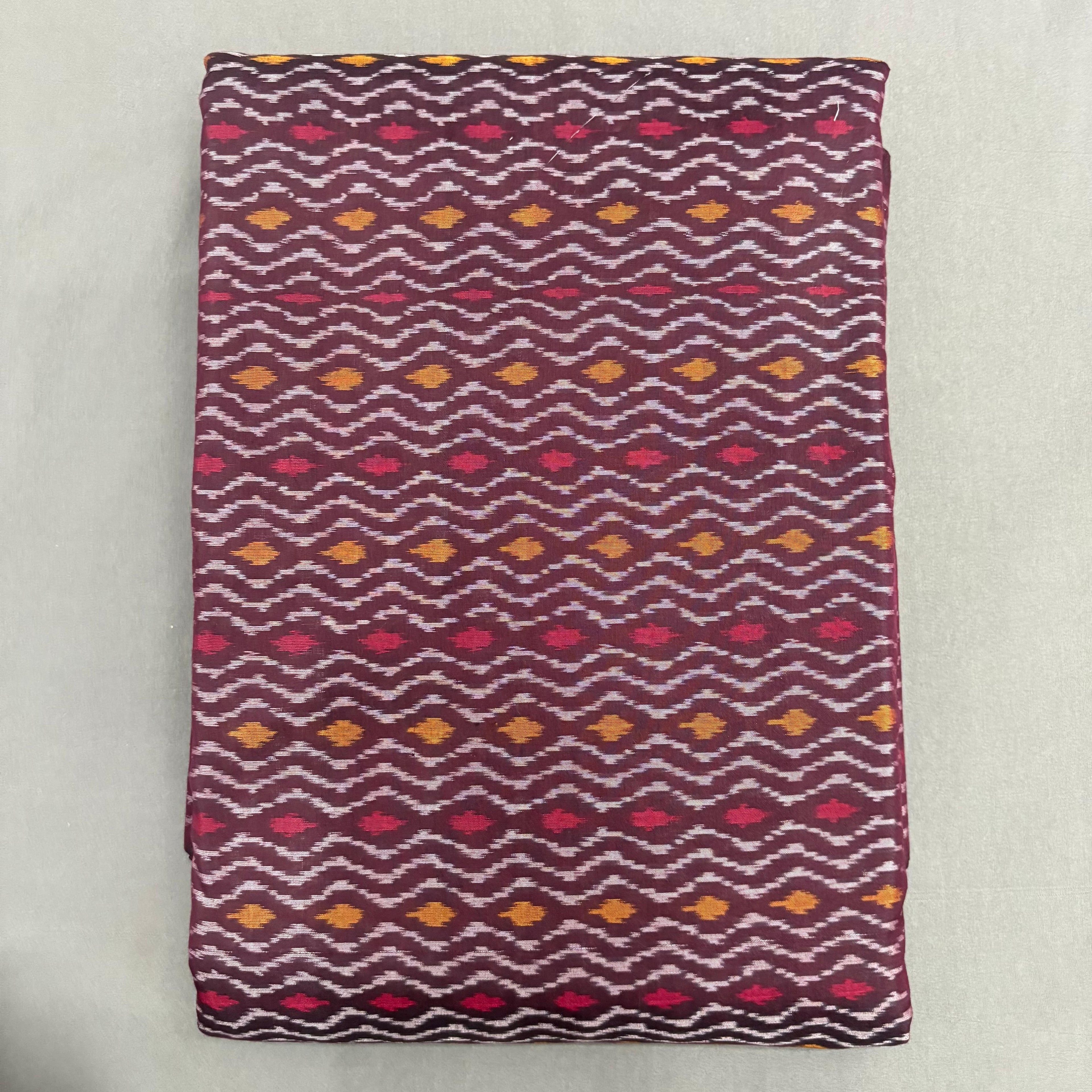 POCHAMPALLY IKKAT SICO CHOCOLATE FABRIC - pochampallysarees.com