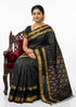 Exquisite Black Ikkat Patola Silk Saree with Rich Golden Zari Border | Silk Mark Certified - pochampallysarees.com